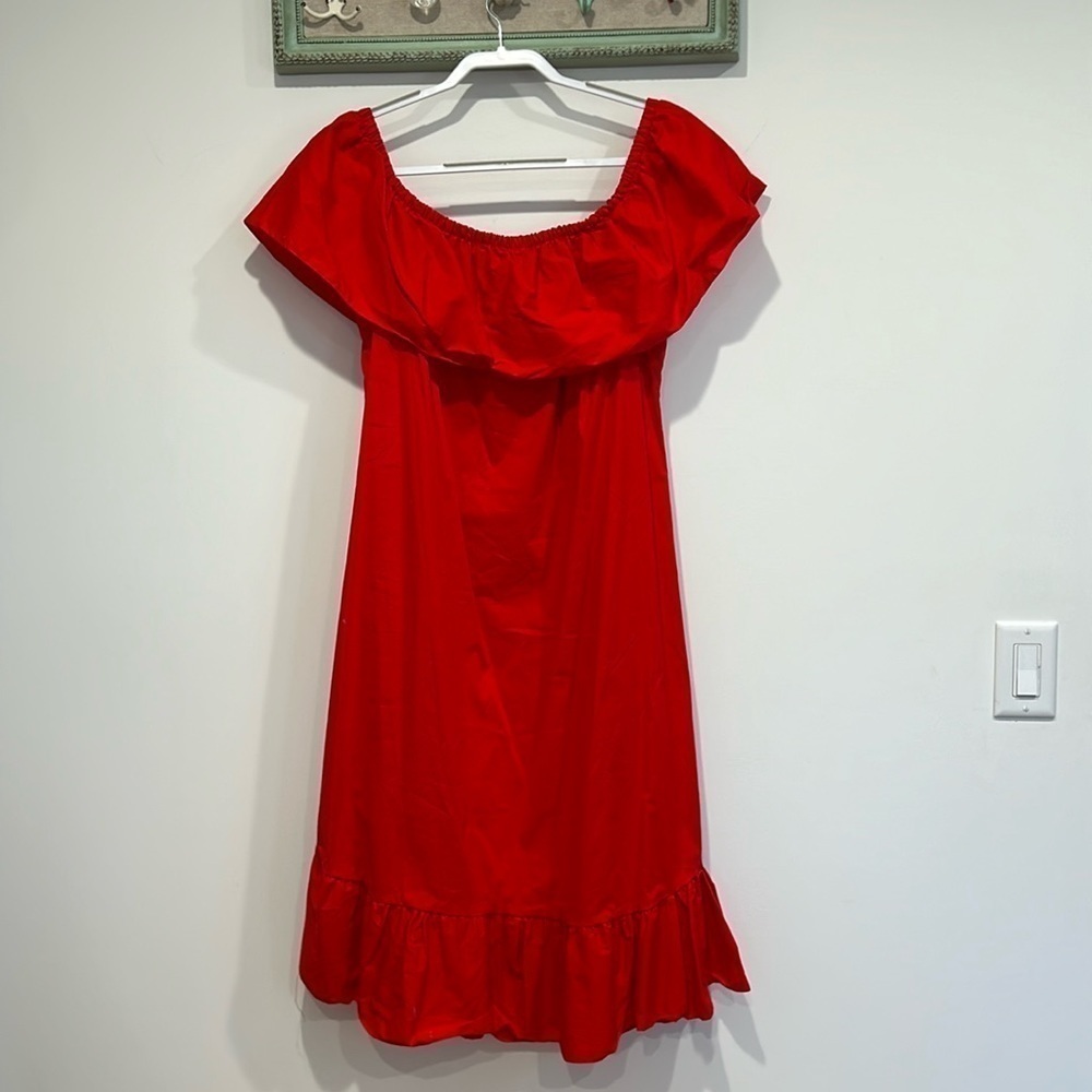 Ashley Stewart Off the shoulder Spanish red midi dress plus size 14/16 new